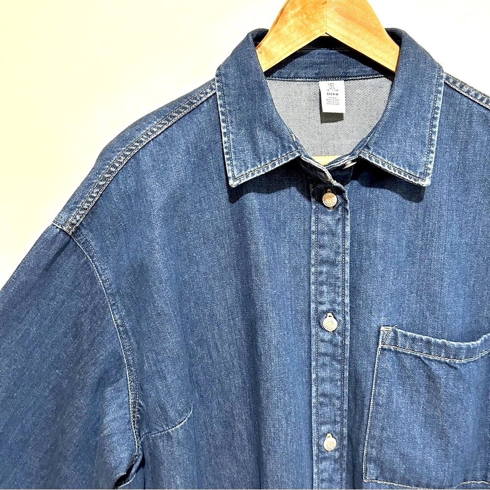 H&M Dark Blue Denim Shirt Dress  Women's Medium